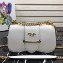 High Quality Imitation Prada Sidonie leather shoulder bag 1BD184 White JH05209dt82