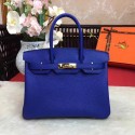 Hot Hermes Birkin Tote Bag Original Leather BK35 blue JH01408vL89