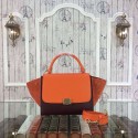 Imitation Celine Trapeze Bag Original Nubuck Leather 3345 Orange&Burgundy JH06333JF45