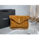Imitation Designer Yves Saint Laurent LOULOU PUFFER SMALL BAG SATCHEL IN SUEDE 169207 Brown JH07734Ss68