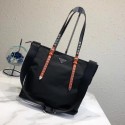 Imitation Fashion Prada Saffiano leather and nylon tote 1BG212 black&orange JH05541Ft19