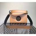 Imitation FENDI Kan I Leather Shoulder Bag 8BT284 Apricot&brown JH08648yF79