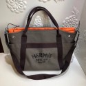 Imitation Hermes Canvas Shopping Bag H0734 Khaki JH01437Ru69