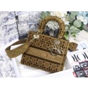 Imitation MEDIUM LADY D-LITE BAG Brown Cannage Embroidered Velvet M0565OW JH06882sS26