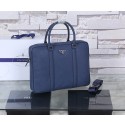 Imitation Prada Saffiano Calf Leather Briefcase P8687 Blue JH05714dm74