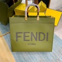 Imitation Top FENDI SUNSHINE MEDIUM green leather shopper 8BH386A JH08479Wv17