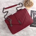 Imitation Yves Saint Laurent Monogramme Calf leather Shoulder Bag 26612 Deep red Silver Chain JH08135pd51