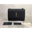 Knockoff Yves Saint Laurent Calfskin Leather Shoulder Bag Y542206B black&silver-Tone Metal JH07762Hv51
