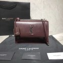 Knockoff Yves Saint Laurent Calfskin Leather Shoulder Bag Y542206B Burgundy &silver-Tone Metal JH07757ll66