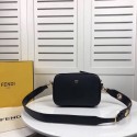 Luxury Fendi MINI CAMERA CASE Black leather bag 8BS019A JH08689Zu29