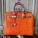 Luxury Hermes Birkin Tote Bag Croco Leather BK35 orange JH01469ze26