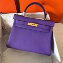 Luxury Replica Hermes original Togo leather kelly bag KL320 purple JH01383Dg53