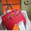 New Hermes original Epsom leather birkin Tote Bag H035 red JH01518Dx33