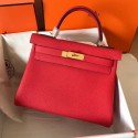 New Hermes original Togo leather kelly bag KL320 red JH01394IR98