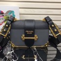 Prada Cahier leather shoulder bag 1BD045 grey&black JH05512dX32
