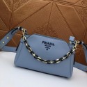 Prada Calf leather shoulder bag 2032 light blue JH05243DW49