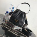 Prada Leather bucket bag 1BE018 black JH05355jX53