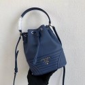 Prada Original Calfskin Leather Bucket Bag 1BH038 Blue JH05188JC57