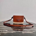 Prada Saffiano leather mini shoulder bag 2BD043 brown JH04929aO91