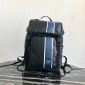 Prada Technical fabric and leather backpack 2VZ135 black&blue JH05084lH78