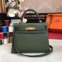 Replica AAAAA Hermes Kelly KY32 Tote Bag togo original Leather green Gold hardware JH01637Sy67