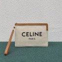Replica Celine CLUTCHES LARGE POUCH IN COTTON WITH CELINE PRINT AND CALFSKIN 100672 BROWN JH05821yi85