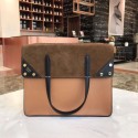 Replica FENDI FLIP REGULAR Multicolor leather and suede bag 8BT302A Apricot&brown JH08626Ix48