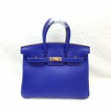 Replica Hermes Birkin 25CM Tote Bag Original Leather H25 Brilliant blue JH01685an47
