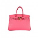 Replica Hermes Birkin 30CM Tote Bags Pink Clemence Leather Gold JH01364zS17