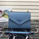 Replica Prada Monochrome Saffiano leather bag 1BD127 light blue JH05522UD97