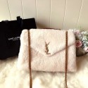 Replica SAINT LAURENT Lambswool leather quilted shoulder bag Y538027 white JH07962eG43