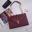 Replica YSL Classic Monogramme Flap Bag Cannage Pattern Calf leather 396910 wine JH08214zS17