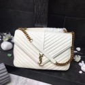 Replica YSL Flap Bag Calfskin Leather 392738 white Gold buckle JH08302tp14