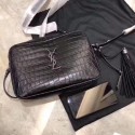 SAINT LAURENT crocodile-embossed leather cross-body bag 505730 black JH08105Ea63