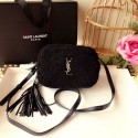 SAINT LAURENT Lambswool leather quilted shoulder bag Y538012 black JH07965QZ36