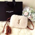 SAINT LAURENT Lambswool leather quilted shoulder bag Y538012 white JH07966kg81