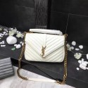 Top Knockoff YSL Flap Bag Calfskin Leather 392737 white Gold buckle JH08309Pd13