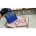 Top MINI LADY DIOR BAG WITH CHAIN SMOOTH CALFSKIN EMBROIDERED WITH A MOSAIC OF MIRRORS M0598 blue JH07460aw17