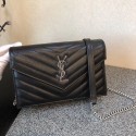 YSL Classic Monogramme Flap Black Bag Cannage Pattern Y377828S Silver JH07908Nx98