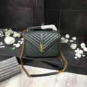 YSL Flap Bag Calfskin Leather 392737 green Gold buckle JH08304Ac56
