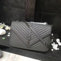 YSL Flap Bag Calfskin Leather 392738 Grey silver buckle JH08295rj41