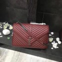 YSL Flap Bag Calfskin Leather 392738 red silver buckle JH08297fk36