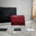 Yves Saint Laurent Calfskin Leather Shoulder Bag Y542206A red&silver-Tone Metal JH07764xs19