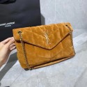 Yves Saint Laurent LOULOU PUFFER SMALL BAG SATCHEL IN SUEDE 74761 Brown JH07732iO55