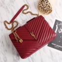 Yves Saint Laurent Monogramme Calf leather Shoulder Bag 26612 red Gold chain JH08137NA21
