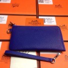 2015 Hermes 7-shaped zipper wallet 509 brilliant blue JH01789EW49