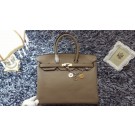 AAA 1:1 Hermes Birkin 35cm tote bag litchi leather H35 gray JH01704IL96