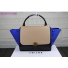 Best Celine Trapeze Bag Original Leather3342-1 apricot&black&brilliant blue JH06499CF36