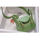 Best Hermes mini Lindy Togo Leather Bag LD19 green&gold-Tone Metal JH01227zE83