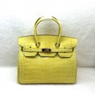 Best Quality Hermes Birkin 25CM Tote Bag Croco Leather H8096 Yellow JH01660gQ55